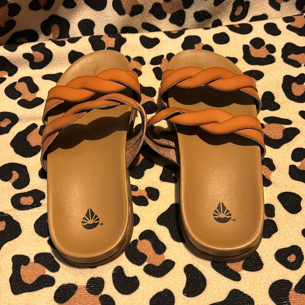 Brown slide sandals
